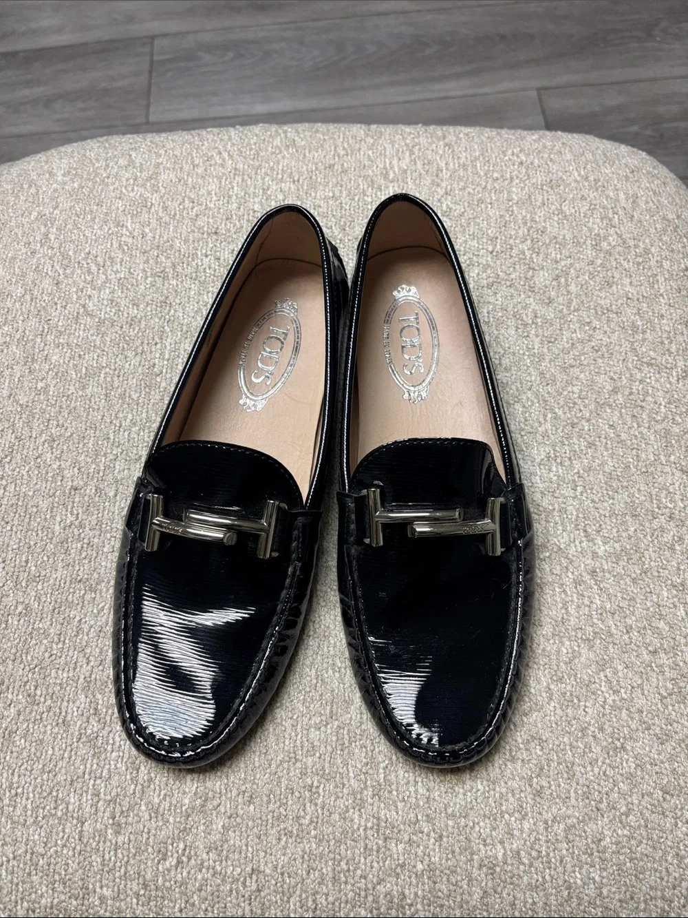 TOD'S Black Patent Leather Bit Loafers